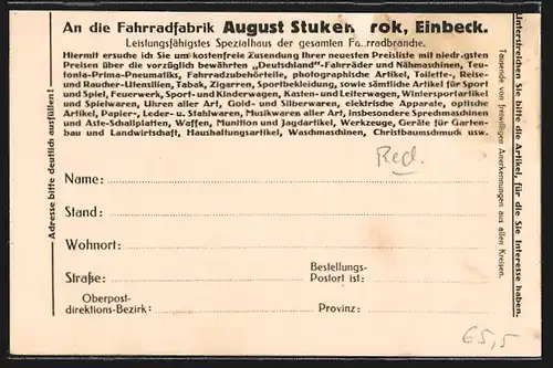AK Einbeck, Fahrradfabrik August Stukenbrok