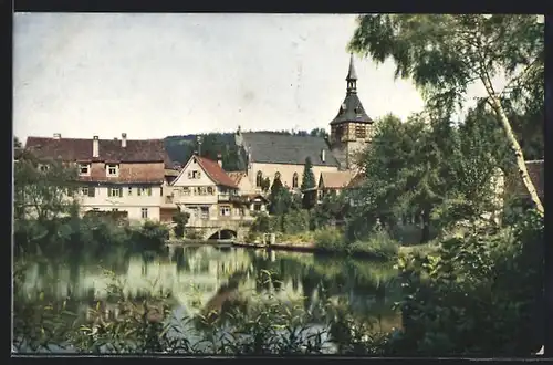 AK Bad Liebenzell, Kirche und Forellensee