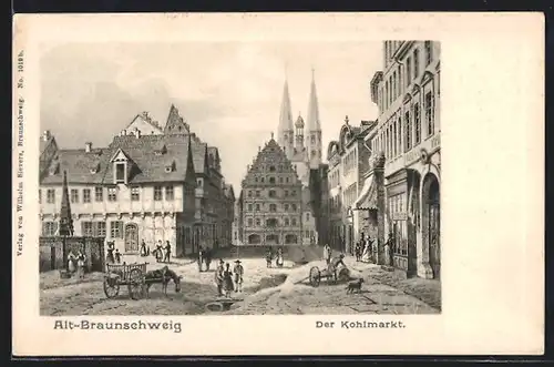 Künstler-AK Alt-Braunschweig, Blick auf den Kohlmarkt