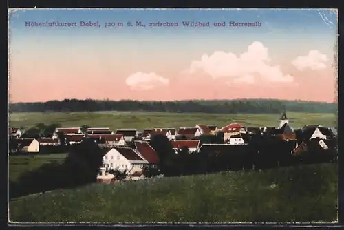 AK Dobel b. Wildbad, Ortsansicht bei Dämmerung