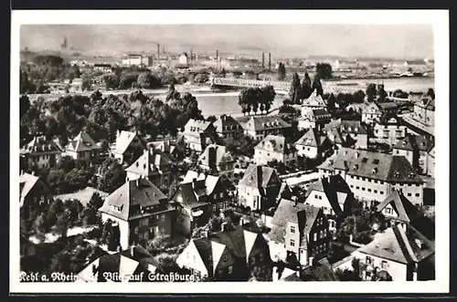 AK Kehl a. Rhein, Ortsansicht mit Blick auf Strassburg