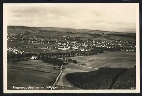 AK Villingen i. B., Fliegeraufnahme der Stadt