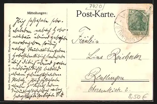 AK Münsingen, Ortsansicht mit Fabrik