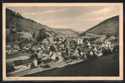 AK Wiesensteig, Blick auf den Ort und ins Tal