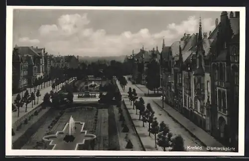 AK Krefeld, Blick auf den Bismarckplatz
