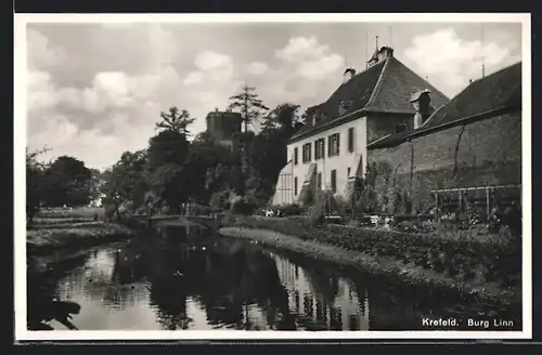 AK Krefeld, Blick auf Burg Linn