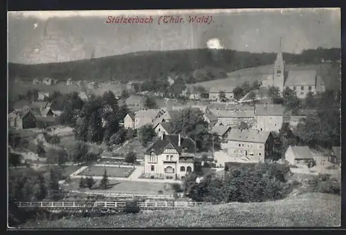 AK Stützerbach /Thür. Wald, Ortsansicht mit Kirche