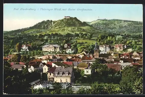 AK Bad Blankenburg, Ortsansicht mit Ruine Greifenstein