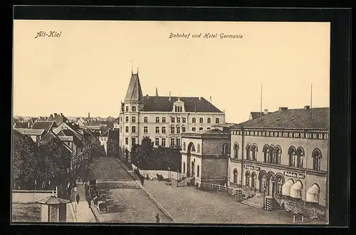 AK Kiel, Bahnhof und Hotel Germania