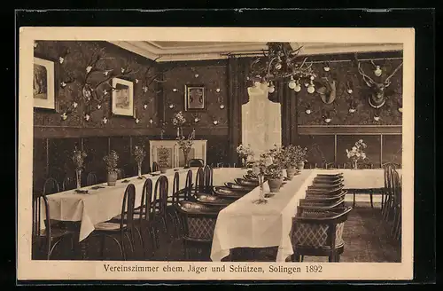 AK Solingen, Vereinszimmer ehem. Jäger und Schützen 1892