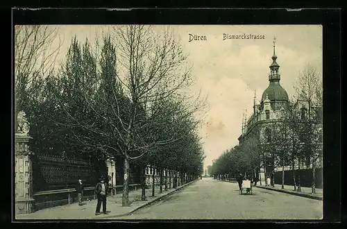 AK Düren, Partie an der Bismarckstrasse