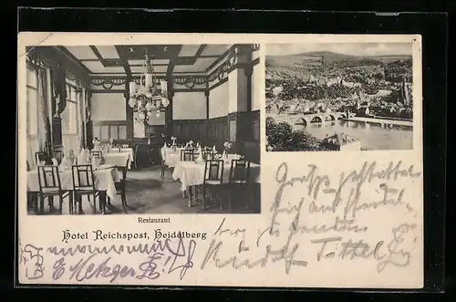 AK Heidelberg, Hotel Reichspost, Restaurant