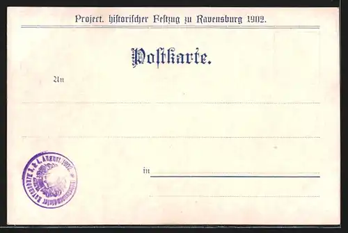 Künstler-AK Ravensburg, Project. historischer Festzug 1902, Stadtansicht um 1600