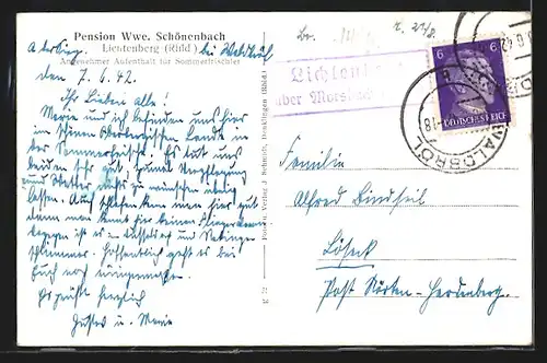 AK Lichtenberg /Rhld., Pension Wwe. Schönenbach, Reichs-Arbeitsdienstlager