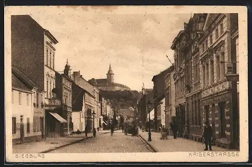 AK Siegburg, Kaiserstrasse mit Mitchaelsberg