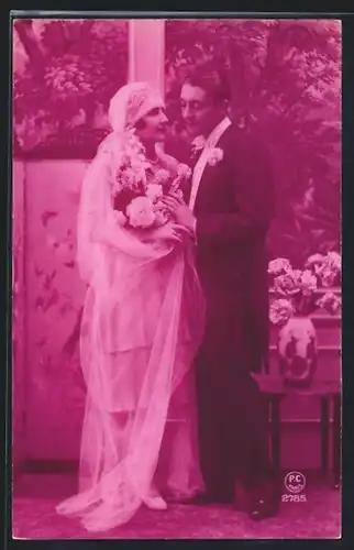Foto-AK P. C. Paris: Braut und Bräutigam
