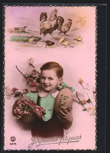 Foto-AK P. C. Paris: Junge mit Osterei in den Händen