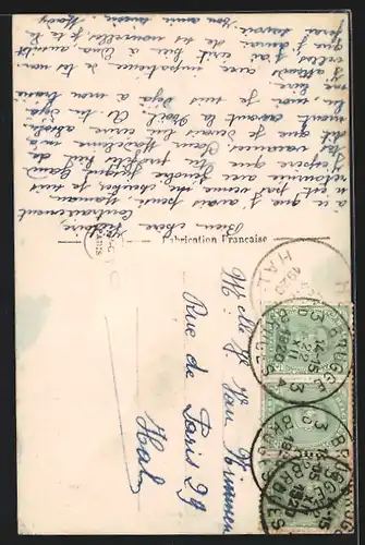 Foto-AK P. C. Paris: Hufeisen mit Blumen