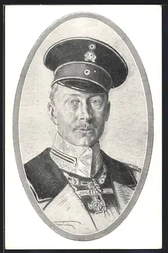 AK Uniformierter Kronprinz Wilhelm von Preussen im Portrait