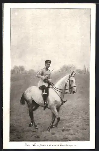 AK Kronprinz Wilhelm von Preussen auf einem Erholungsritt