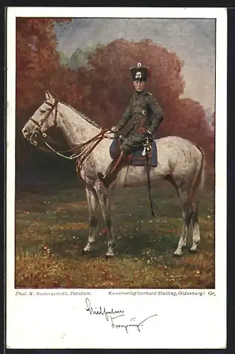 AK Kronprinz Wilhelm von Preussen in Uniform auf einem Schimmel