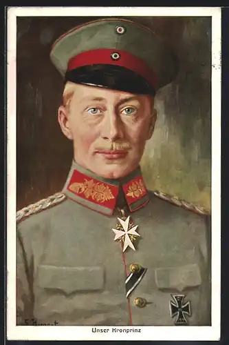 AK Kronprinz Wilhelm von Preussen mit Schirmmütze