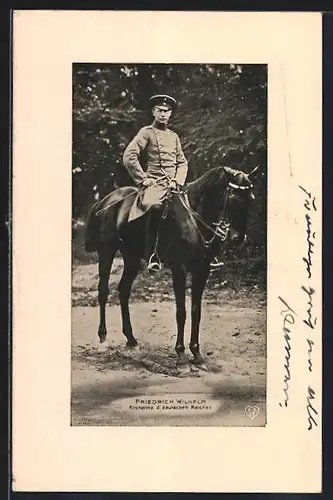 AK Kronprinz Wilhelm von Preussen in Ulanenuniform zu Pferd