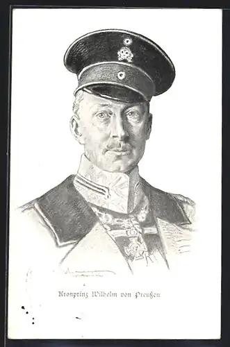 AK Kronprinz Wilhelm von Preussen mit Schirmmütze