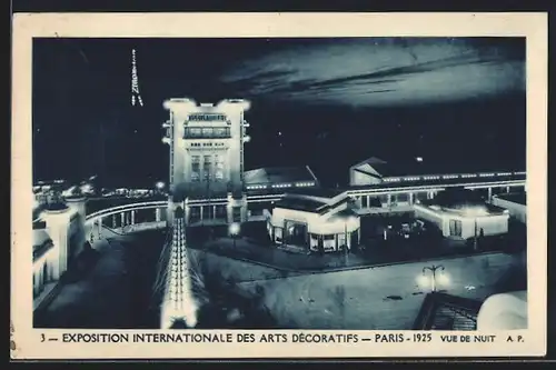 AK Paris, Exposition des Arts décoratifs 1925, Vue de nuit