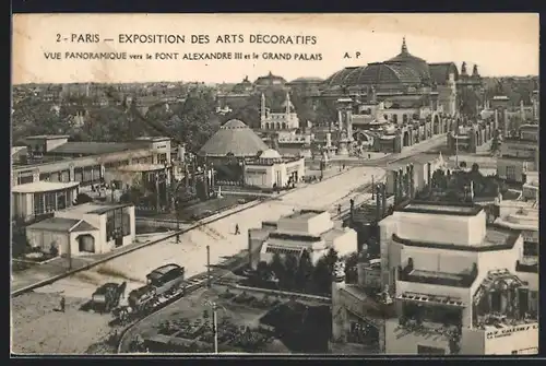 AK Paris, Exposition des Arts décoratifs 1925, Vue Panoramique vers le Pont Alexandre III. et le Grand Palais