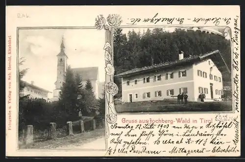 AK Jochberg, Wallfahrtskapelle Jochbergwald mit Gasthaus