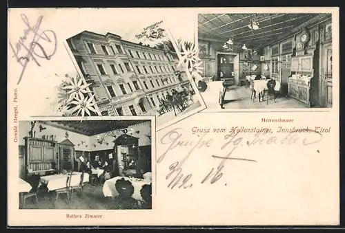 AK Innsbruck, Gasthaus Hellenstainer, Herrenzimmer, Rotes Zimmer