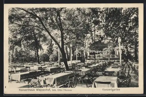 AK Breslau, Konzerthaus Wappenhof, Inh. Otto Thomas, Konzertgarten