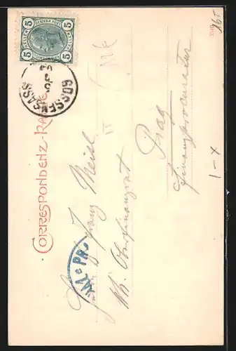 AK Gossensass, Markusplatz mit Geschäft