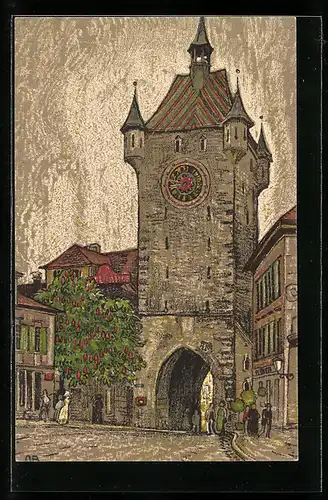 Künstler-AK Baden, Darstellung vom Stadtturm