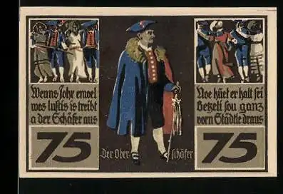 Notgeld Rothenburg / Tauber 1921, 75 Pfennig, Oberschäfer