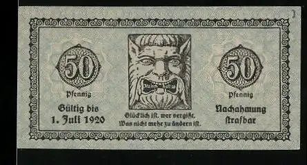 Notgeld Rottenburg a. N. 1921, 50 Pfennig, mit Spruch  Itz isch halt so
