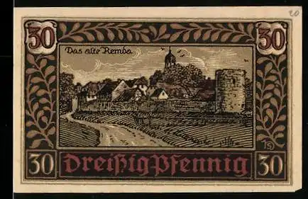 Notgeld Remda i. Thür., 30 Pfennig, das alte Remda