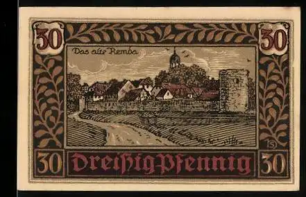 Notgeld Remda i. Thür. 1921, 30 Pfennig, Stadtwappen