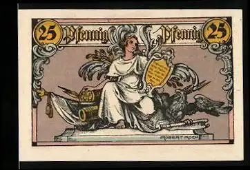 Notgeld Rheinsberg, 25 Pfennig, Sänger mit einer Lieder-Tafel
