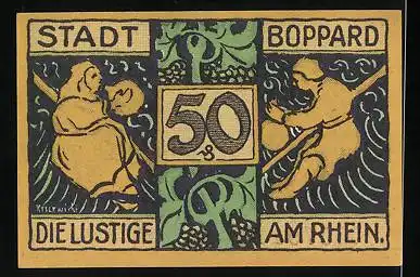 Notgeld Boppard am Rhein 1921, 50 Pfennig, Statue von einem Mönch mit Kelch