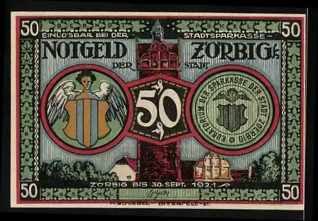 Notgeld Zörbig 1921, 50 Pfennig, Ansprache an die Bürger