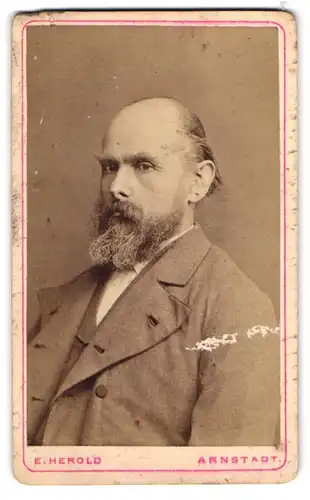 Fotografie E. Herold, Arnstadt, Portrait älterer Herr mit Vollbart