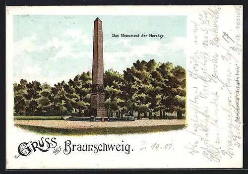 Lithographie Braunschweig, Monument der Herzöge