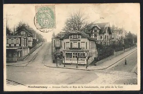 AK Montmorency, Avenue Émilie et Rue de la Gendarmerie, vue prise de la Gare