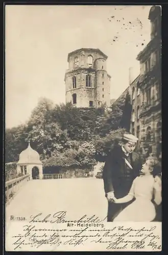 AK Alt-Heidelberg / Neckar, Studenten im Schlosshof