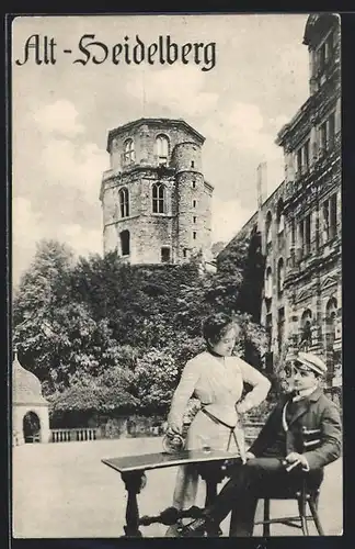 AK Alt-Heidelberg / Neckar, Studenten im Schlosshof