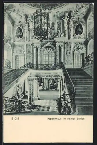 AK Brühl, Treppenhaus im Kgl. Schloss