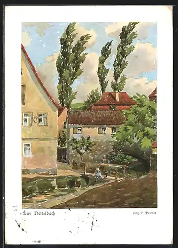 Künstler-AK Dettelbach a. Main, Ortspartie