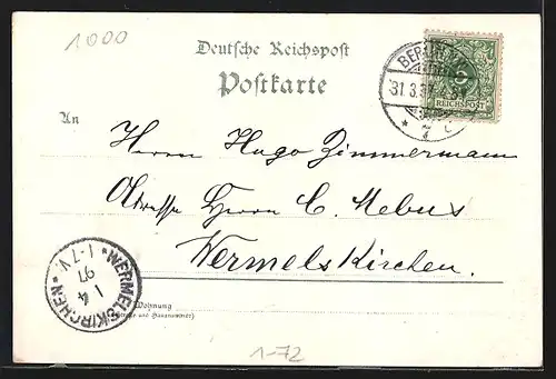 Lithographie Berlin, 100 jährige Feier des Geburtstages Sr. Maj. Weiland Kaiser Wilhelm I. 1797-1897, Nationaldenkmal